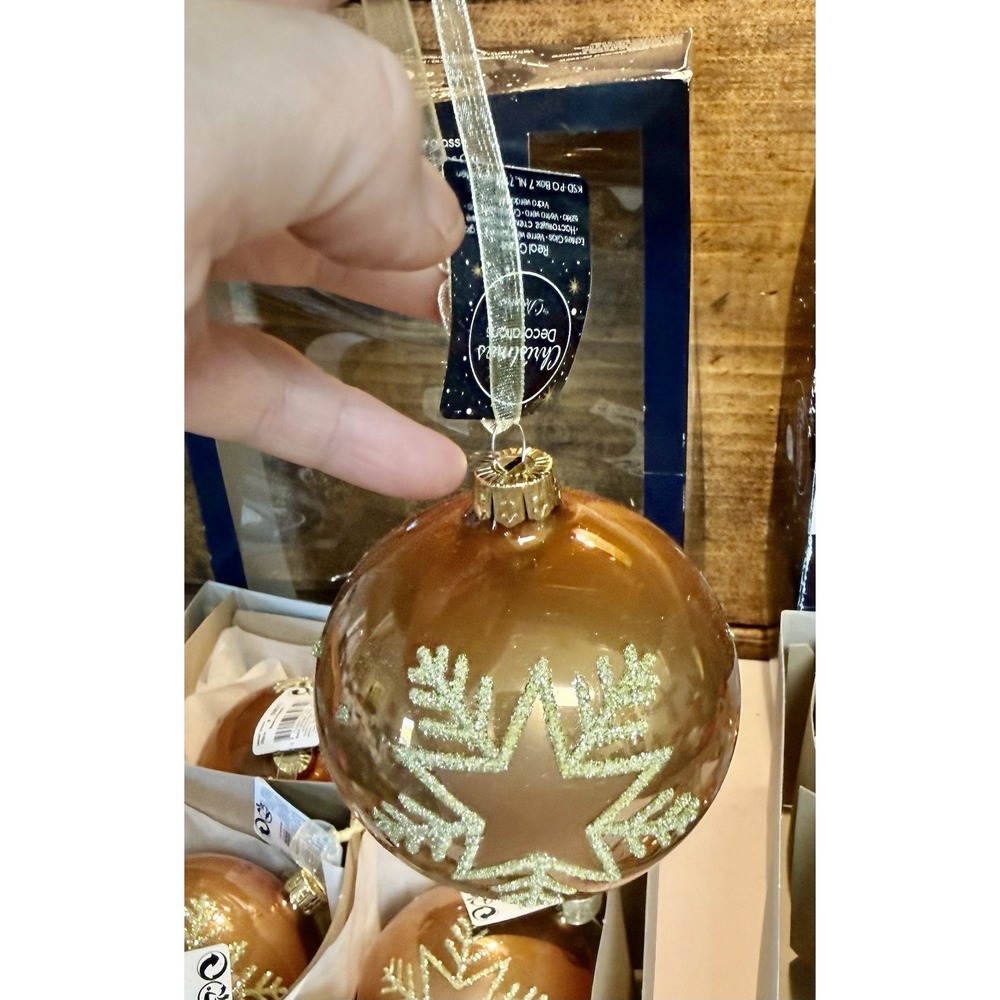 Decoris Polish Glass Christmas Ornaments 12 Pc  3.1" Handmade Poland Glitter